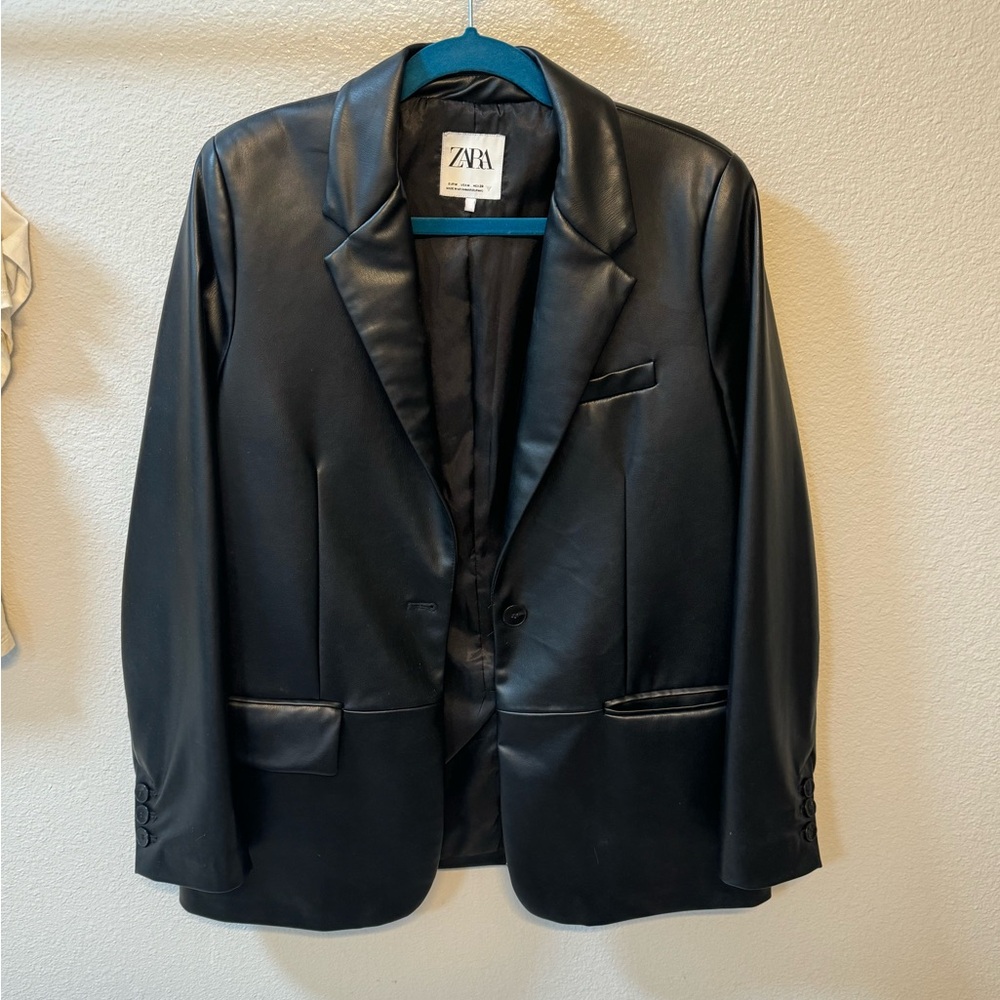 Zara Women's Black Faux Leather Jacket